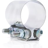 Elifecenter ID 2.5 Inch Exhaust Clamp, 2-1/2" Lap Joint Band Clamp | 304 Stainless Steel Exhaust Band CLamp for OD 2.5 inch Pipes, 360&deg; Seal For Exhaust Pipes, 10.8 High Strength Bolt