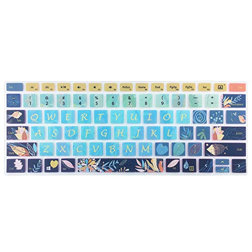 SANFORIN Keyboard Cover for Microsoft Surface Book 13.5 inch (2015 Released), Silicone Skin Protector with Floral & Big Letter Design, US Layout, Fish&Leaves
