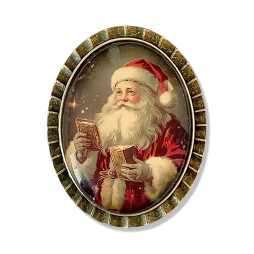 Victorian Inspired Santa Brooch, Santa's List Brooch, Vintage