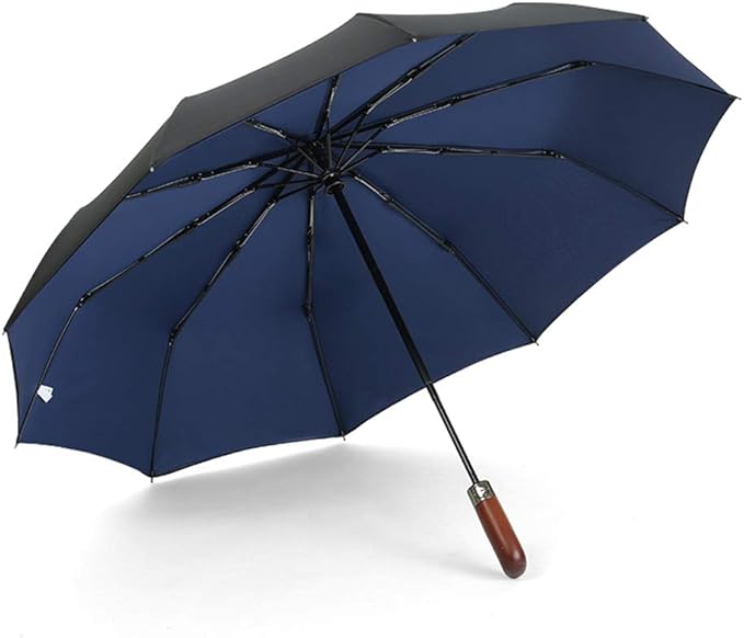 Business Umbrella Travel Umbrella Solid Wood Handle Parasol Trifold