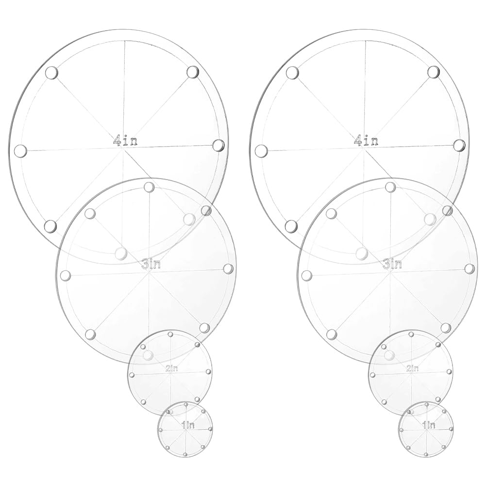 PH PandaHall 8pcs 4 Sizes Circle Template Sewing Rulers Set 2.5/5/7.6/10cm Diameter Acrylic Quilting Templates Circular Clear Quilting Templates for Use in Quilting,Sewing and Craft Projects