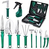 NASUM 10 Pieces Garden Tools Set - Gardening Gifts Tool Set with Trowel Pruners，Rakes，Shovels， Secateurs， Weeding Knife and more Vegetable Herb Garden Hand Tools .Gifts for Women and Man.