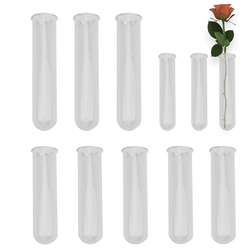 Photo 1 of 11 Pack Clear Glass Test Tubes Plant Propagation Station, 3 Sizes Wall Hanging and Desktop Glass Plant Propagation Station Hydroponic Vases for Home and Office Decor, Round Bottom