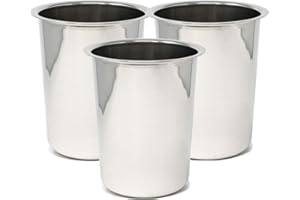Winco 3-Pack 1.25-Quart Silver Stainless Steel Bain Maries, Polished Finish, Suitable for Stovetop, Includes Lids