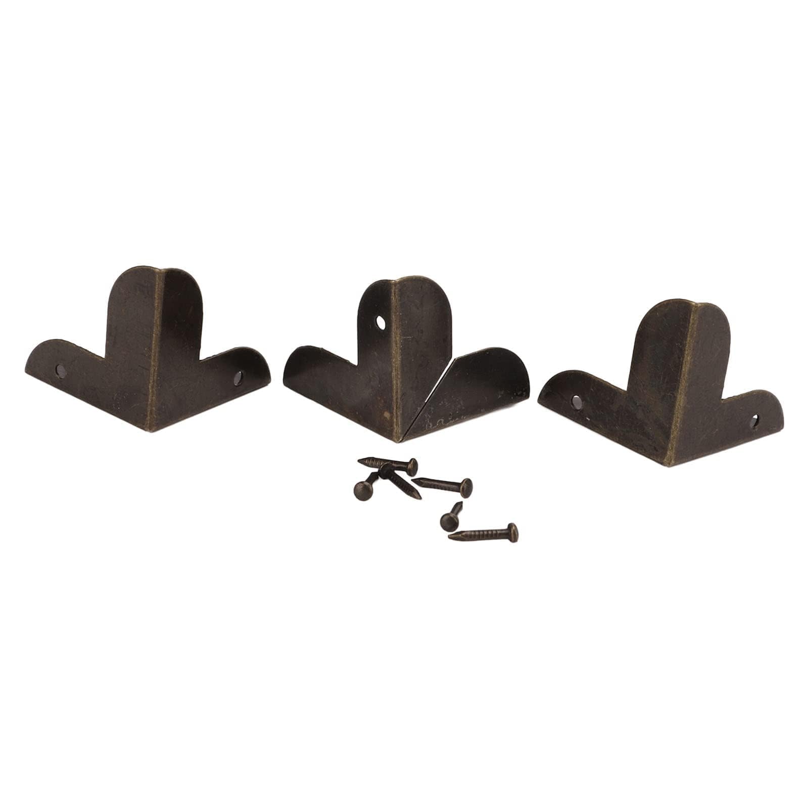 Cyrank 50Pcs Metal Box Corner Guard Furniture Corner Bumpers, Vintage Retro Box Cabinet Case Edge Cover Triangular Corner Protectors