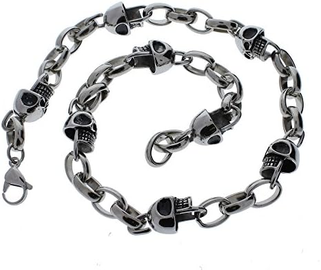 Stainless Steel Skull Necklace by Bladz Jewelry - 21 inches