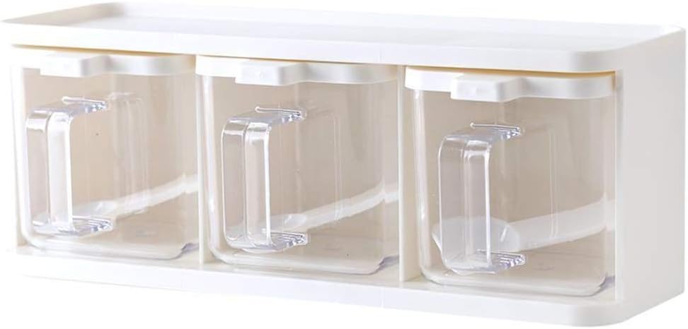 3 Gitter Gewürz-Kartei,vorratsdosen set Küche transparent Acryl Würze Box, Küchenzubehör Aufbewahrungskoffer Flasche