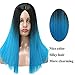 MISSWIG Wig for Women Heat Resistant Short Synthetic Hair Ombre Aqua Blue 14 Inches 300 Gram With Wig Cap