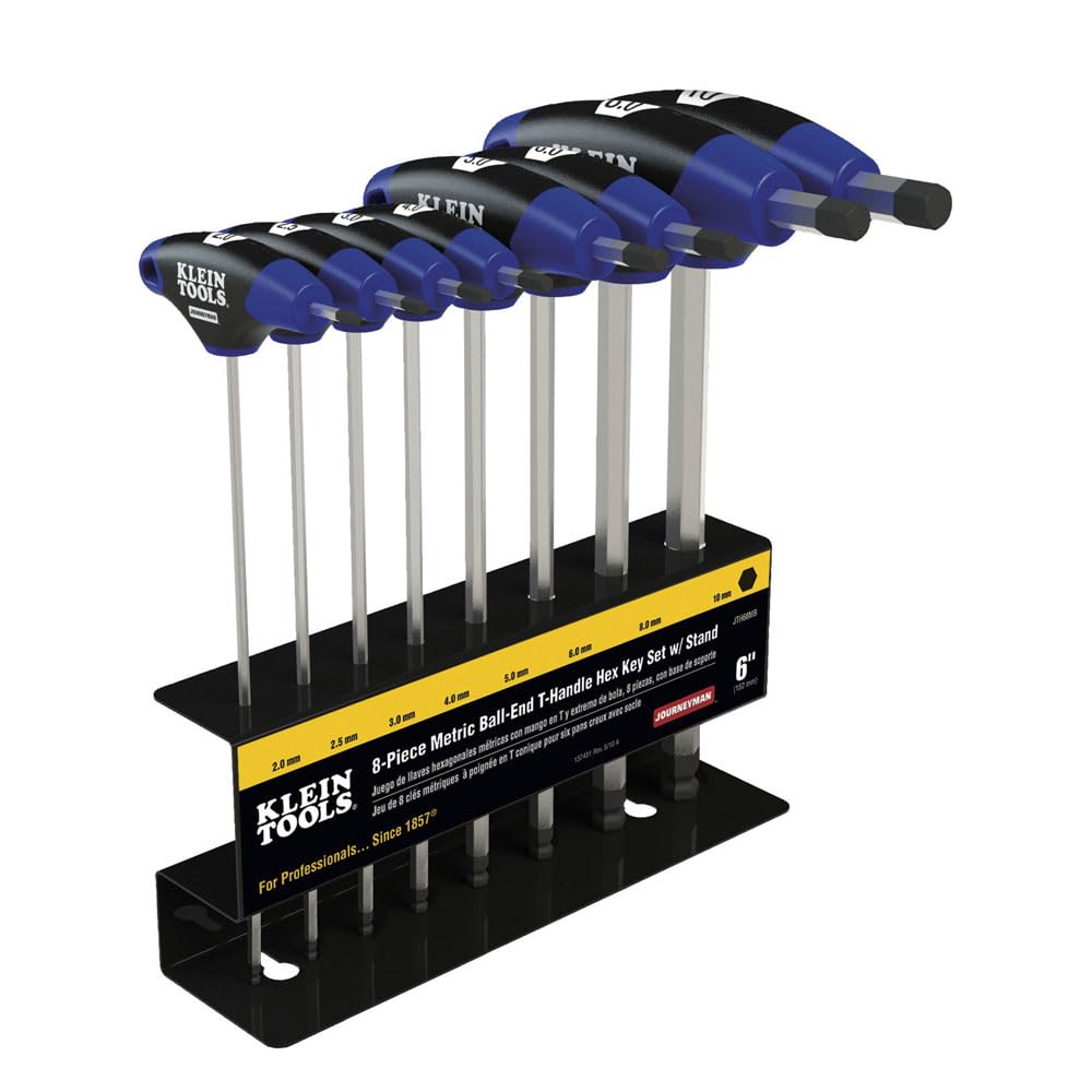 Hex Key Kit with Stand, Ball End T-Handle, 6-Inch Metric, 8-Piece KLEIN TOOLS JTH68MB