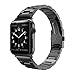 Simpeak Slim Band Compatible with Apple Watch 45mm 44mm 42mm Series 7 6 SE 5 4 3 2 1, Women Men Solid Stainless Steel Business Band Strap Replacement for iWatch 45 44 42, Black