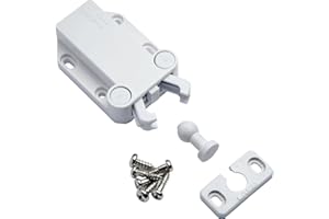 SUGATSUNE Safe Push Touch Latch, White, Standard (2-3/8'' Long overall)