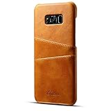 Wallet Phone Case, Slim Leather Back Case Cover With Credit Card Holder Khaki Case , For 6.2 inches (Samsung S8 Plus)