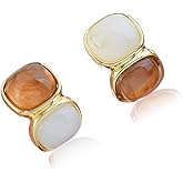 Yudisho Amber Square Stud Earrings,Vintage Earrings for Women, Anti-Allergy