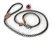 new tricks Slip Lead Training Leash with Clicker, 2-Piece, Black and White Rope with Leather