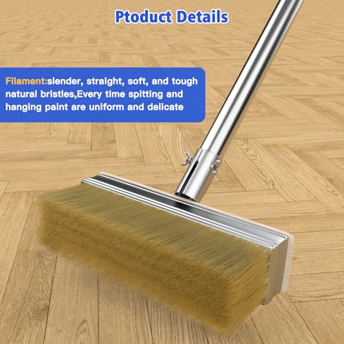 Deck Paint Brush With 55" Long Handle and 2 Pcs7.1"Paint Brush Heads,Decking Large Deck Stain Applicator for Walls,Woodfloors,Woodstains,Decking Paints,Decking Stains,Fence Wall Furniture