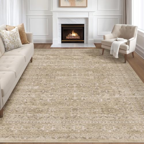 LOONGRUG Washable Vintage Floral Area Rug