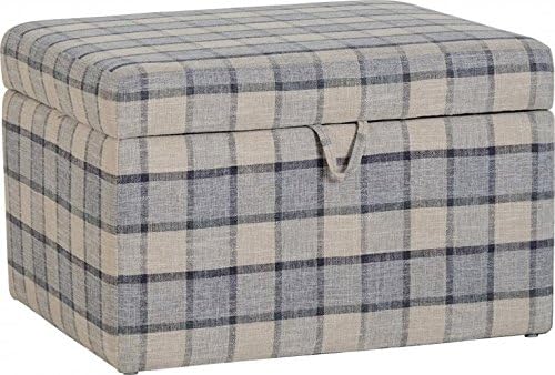 Provincial Home Hammond Storage Stool - Grey Check Fabric