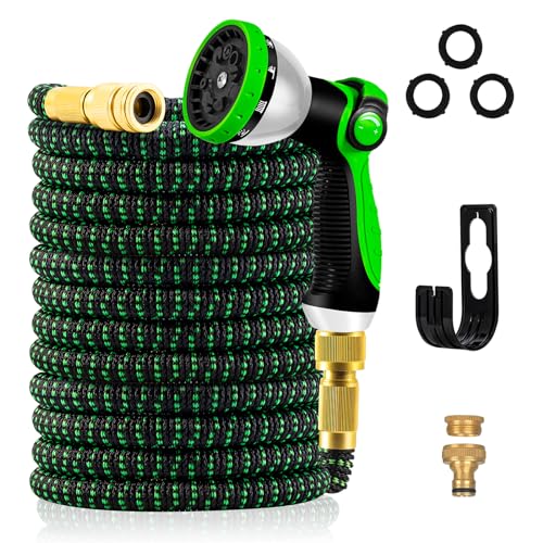 Yofidra Expandable Garden Hose – 15 m/50 ft Flexible Garden Hose with 10 Spray Models, Metal Connectors 1/2 Inch and 3/4 Inch Garden Hose for Garden, Watering, Cleaning