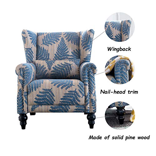 Top Space Accent Chair Sofa with Pine Wood Leg Club Arm Chair Leaf