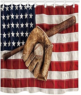 Amazon Com Dynh Baseball Shower Curtains Baseball Bat Glove On A