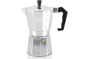 Alpine Cuisine Stovetop Espresso Maker 9.7 Oz, 6 Espresso Cups Moka Pot for Classic Italian and Cuban Coffee Maker, Aluminum Moka Pot, Makes Delicious Coffee, Excellent Camping Coffee Pot