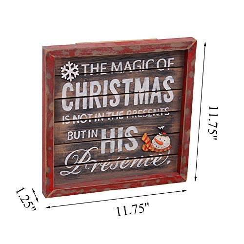 YK Decor Magic Christmas Wood Wall Plaque Decorative Art Sign Framed Print Wall Hanging Sign Indoor Outdoor - Thumbnail 2