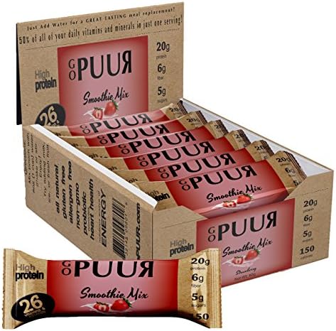 GoPuur - All Natural Protein Smoothie Mix - Strawberry - Box of 12