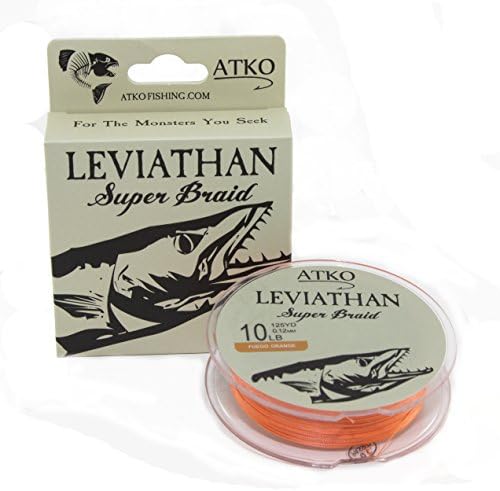 Atko Leviathan Braided Fishing Line- Premium Performance Super Braid (Fuego Orange, 10lb/125yd)