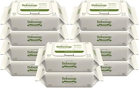 Bebesup Zero Plain Baby Wipes, Flip Top, 80 Count 10 Packs (800 Count)
