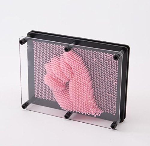 3D Pin Art Sculpture - Pin Impression Toy - Pin Impression Hand Mold - Great Toy For Kids (6" x 8" Pink)