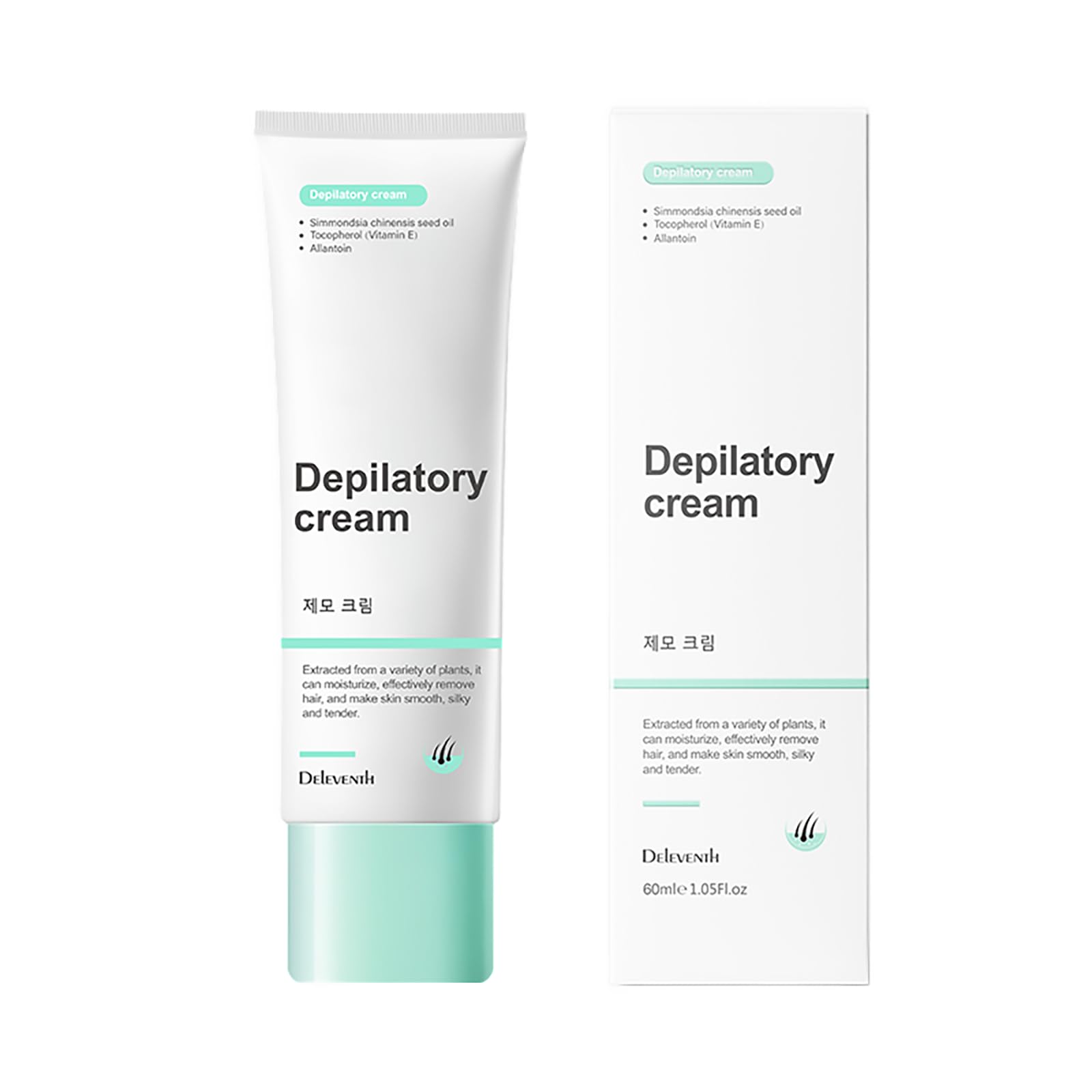DEleventh Korea Hair Removal Cream 1.05 fl.oz/Gentle and Effective Hair Removal for Underarms, Private Parts, Pubic Area, Bikini Area, Soothes, Protects, and Repairs Skin, Leaves No Marks or Residue