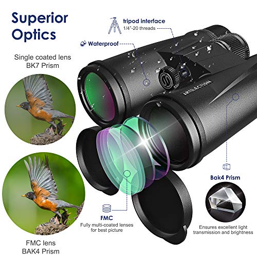 Artilection 10x42 Binoculars for Adults, HD Professional High Power Magnification Compact Wide Angle Binocular for Bird Watching, Hunting, Travel, FMC Lens with BAK4 Roof Prism