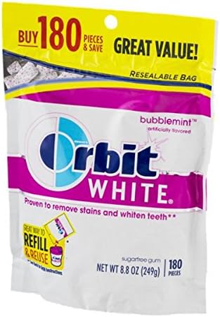 Orbit White Sugar Free Gum Pieces Bubblemint - 180 CT