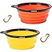 COMSUN 2-Pack Collapsible Dog Bowl, Foldable Expandable Cup Dish for Pet Cat Food Water Feeding Portable Travel Bowl Orange and Yellow
