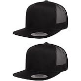 Yupoong 5-Panel YP Classic Trucker Cap | High Profile Flat Visor Snapback | OSFM | Bulk Packs Available