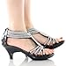 Delicacy Womens Angel-37 Strappy Rhinestone Dress Sandal Low Heel Shoes,Black,8.5