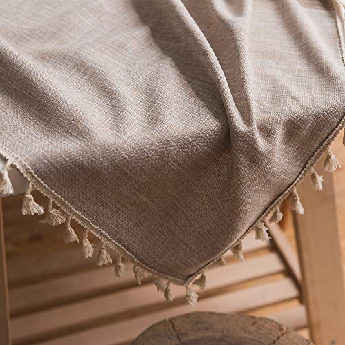 JZY Heavy Duty Cotton Linen Tablecloth for Rectangle Table Stitching Tassel Table Cloth for Dining Table Dust-Proof Table Cover for Tabletop Decoration (55"x120", S-Linen) - Thumbnail 2