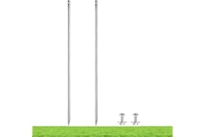 Kichwit 27.6“/2.3ft Metal Stakes for Yard Signs, 5/8 Inch Thick, Stainless Steel, Hardware Included