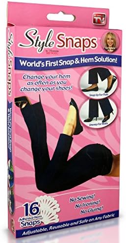 Style Snaps Snap &amp; Hemming Solution Clips for Jeans &amp; Pants, White, 8 Packs of 16
