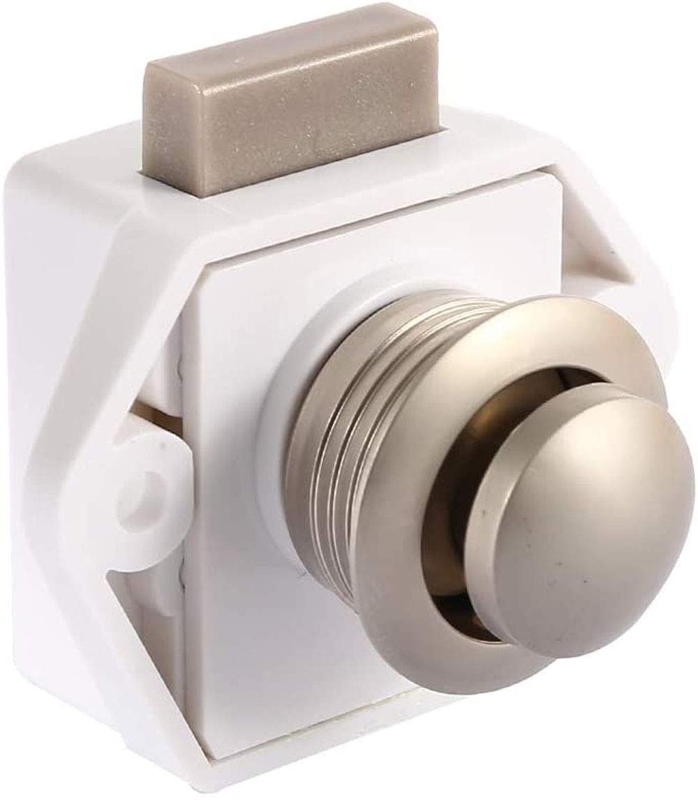 POFET Push Button Latch Cabinet Furniture Cupboard Keyless Door Lock Catch for RV Caravan Motorhome Camper (White)