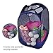 YAZER Pack of 2 Foldable Pop-Up Laundry Hamper with Side Pocket, Durable Mesh Hamper Clothes Laundry Basket Storage Bag with Reinforced Carry Handles for Dirty Clothes (Dark Blue)