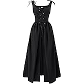 Women's Peasant Overdress with Adjustable Laces & Pockets, Renaissance Corset Dress for Halloween, Medieval Festival