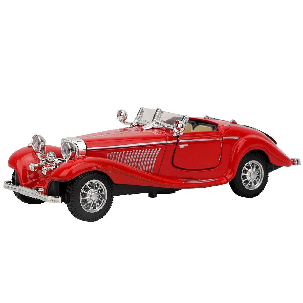 RiToEasysports Vintage Car Model, High Simulation Miniature Alloy Pull Back Car Toy Gift Collection Decoration with Sound Light(Red) Classic Toys Kids Toys