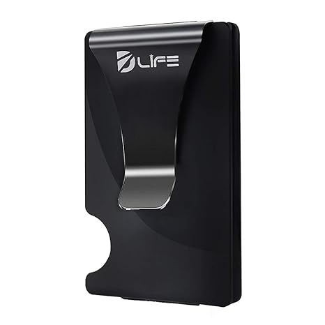 Dlife Aluminum Alloy Men Mini Wallet Money Clip Fixation Elastic Band Credit Card Holder Rfid Blocking Wallet Black Without Screws - 