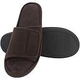 Magtoe Adjustable House Slippers for Men Soft Open Toe Breathable Indoor Slip on Mens Slides Sandals with Memory Foam for Home Bedroom,All Seasons
