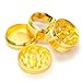 Medium Herb Weed Grinder Spice Tobacco - Four easy to disassemble parts – 2.95 Inches Tall - Premium Grade Aluminum - Smell Proof Herb Container, 54 Razor Sharp Diamond Shaped Teeth (Gold)