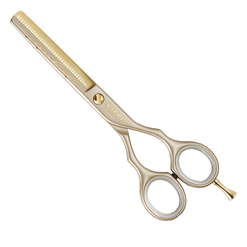 Professional Thinning Scissors Luxury Gold Half Blade 5.5 Inches - Pine 100% Made in Italy