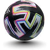 GX TOUR+ Black Leather High-Performance Thermo Bonded Leather Soccer Ball Size 5 "Non-inflated Durable Surface Bright Colors