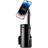 CNAIDUNR 2‑in‑1 Magnetic Cup Holder Phone Mount for All Smartphones | Magnetic&amp;Clamp Cup Phone Holder with Flexible C‑Shaped Base(2.5"‑4"),360&deg; Rotatable, Adjustable Height Universal Phone Holder