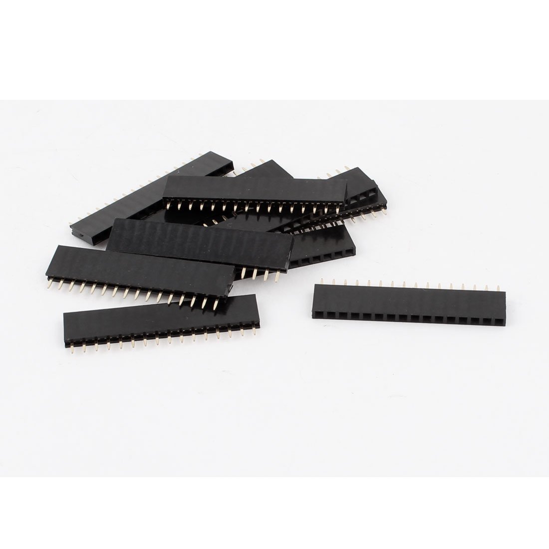 sourcing map 10PCS 16Pin 2.54mm Single Row Straight PBC Female Pin Header Strip